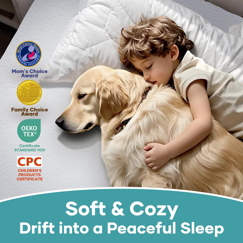 OhGeni | Microfiber Polyester Mattress Protector| Queen | White-zoom-