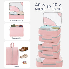 OlarHike 10 Piece Set Travel Packing Cubes | Pink