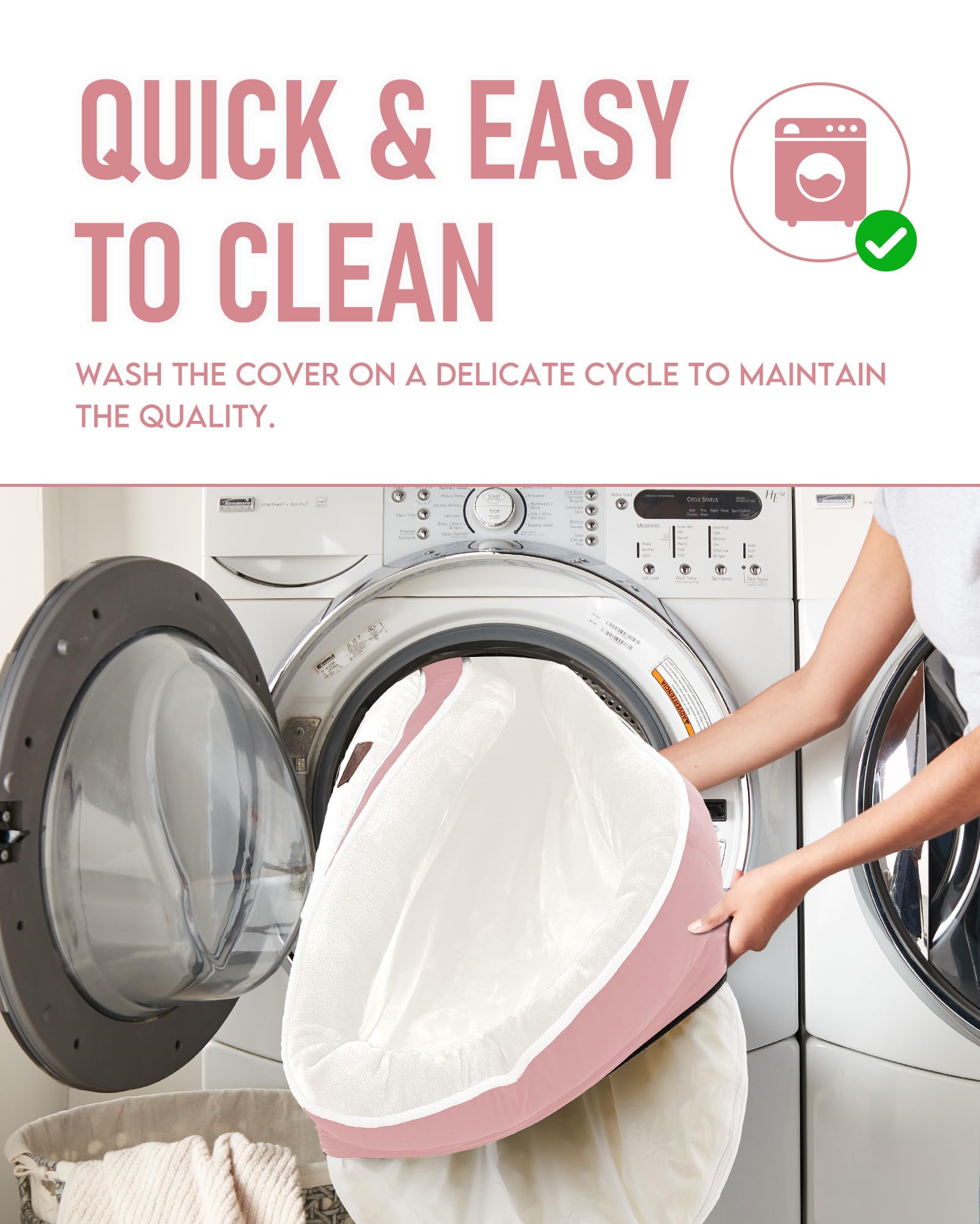 OhGeni | Orthopedic Dog Couch Bed | Large (35 x 28 x 6 Inch)| Pink - aborderproducts