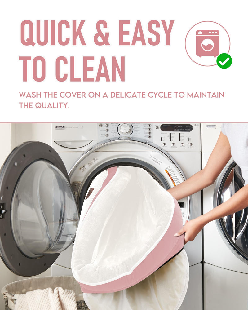 OhGeni | Orthopedic Dog Couch Bed | Large (35 x 28 x 6 Inch)| Pink-zoom-