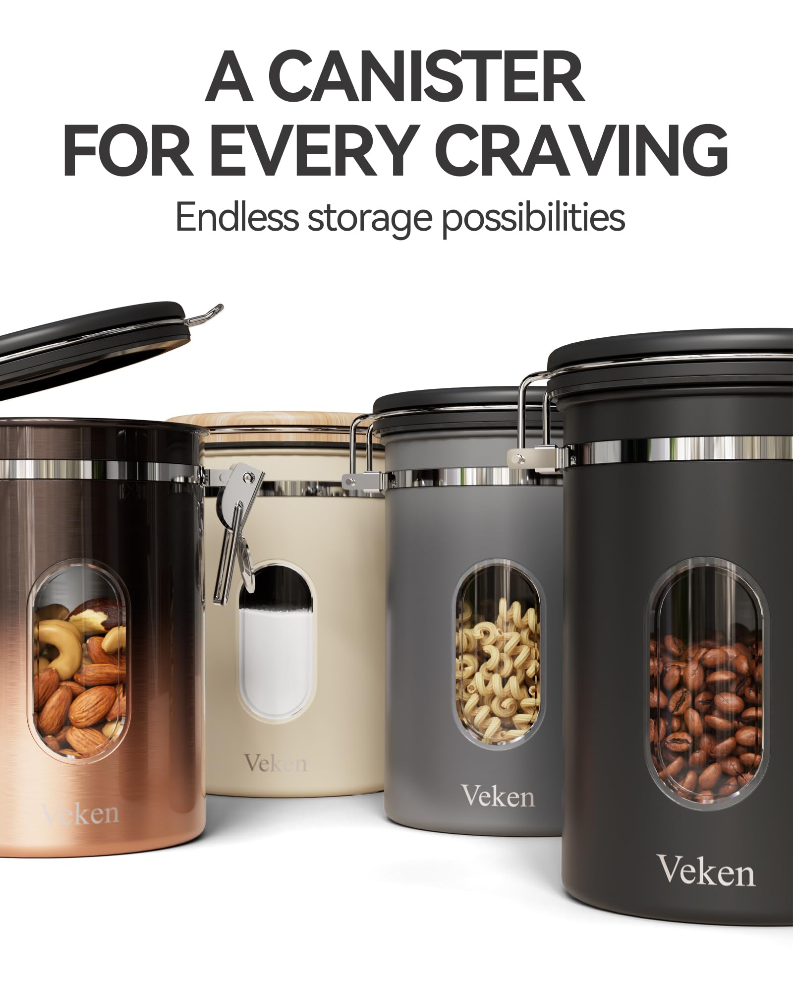 Veken Coffee Canister | 22oz | Cream