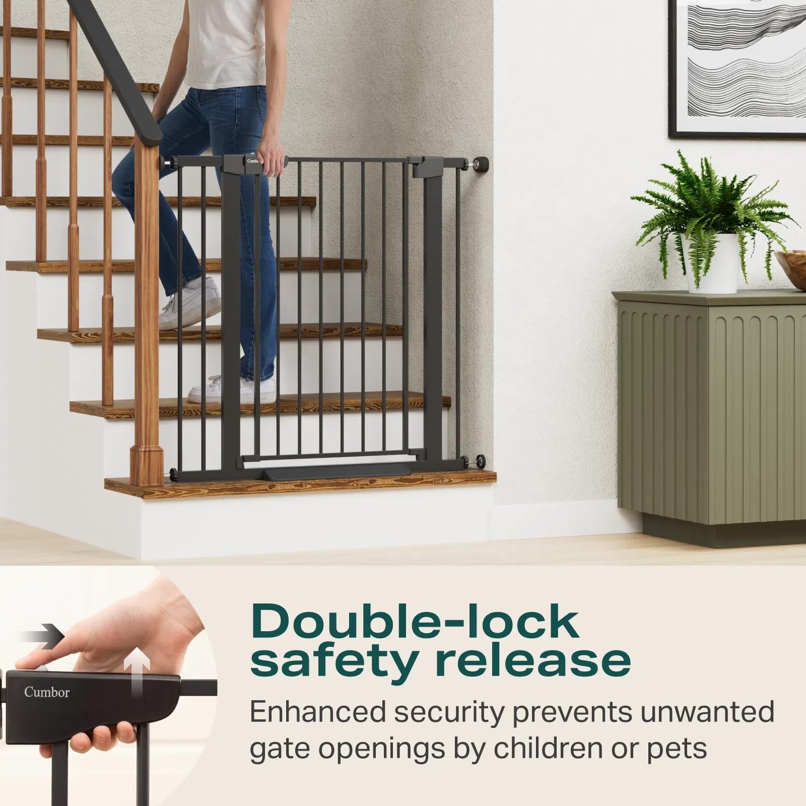 CUMBOR | SAFETY GATE | 29.7-40.6"W x 36"H | Black - aborderproducts