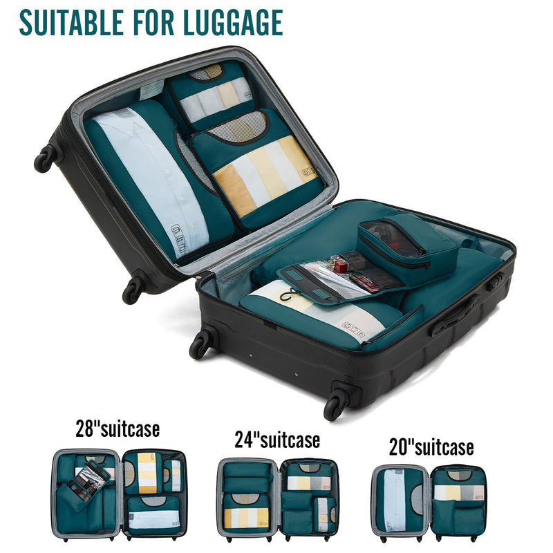 Veken 8 Piece Set Travel Packing Cubes | Dark Teal-zoom-