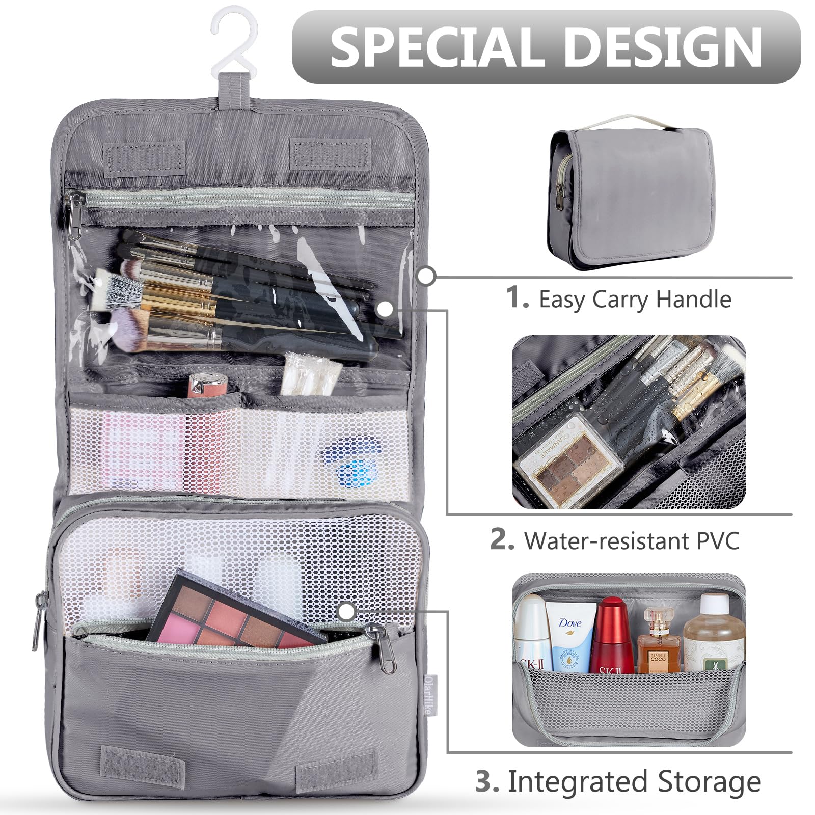 OlarHike 8 Piece Set Travel Packing Cubes | Grey