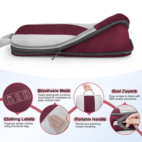 OlarHike | Compression Packing Cubes | 8 Sets | Burgundy