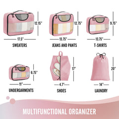 Veken Packing Cubes | 6 Set | Pink - aborderproducts