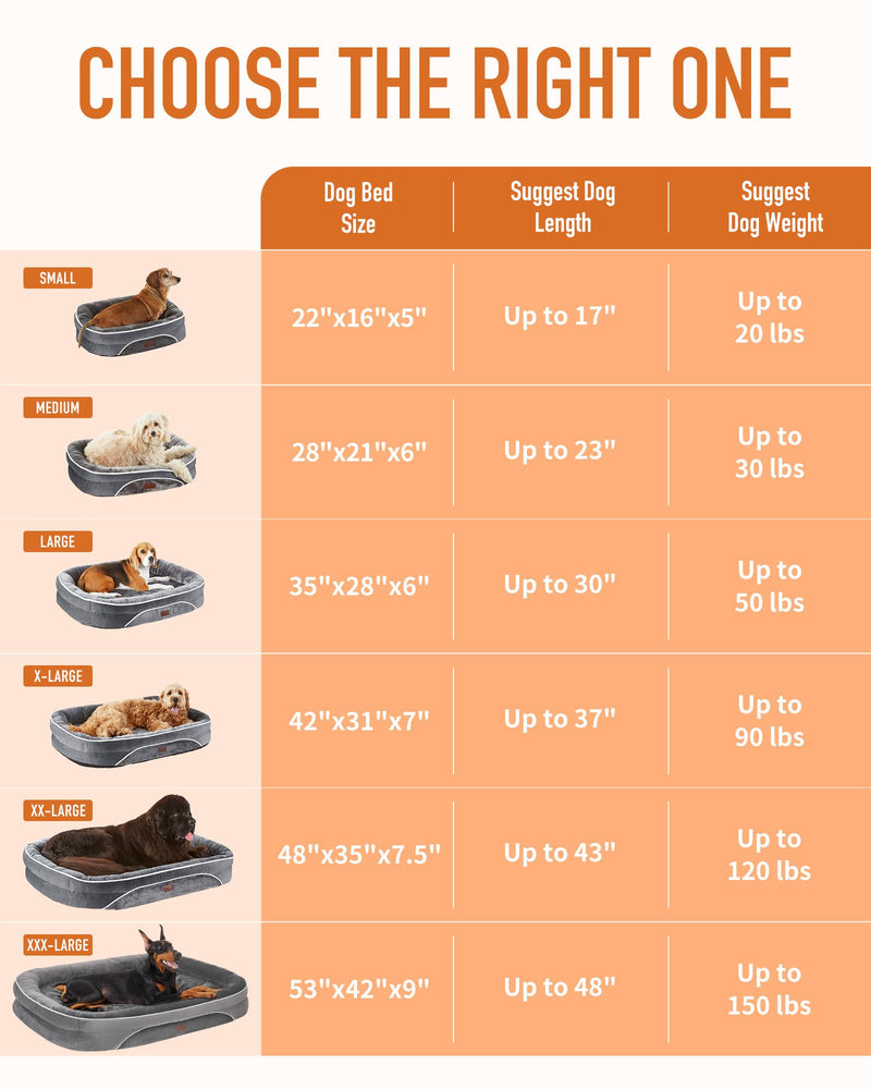 OhGeni | Orthopedic Dog Couch Bed | Large (35 x 28 x 6 Inch)| Orange-zoom-