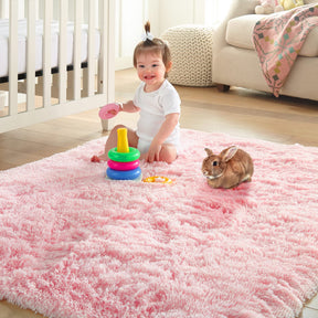 Ophanie Fluffy Shaggy Soft Area Rug | Pink 4x6