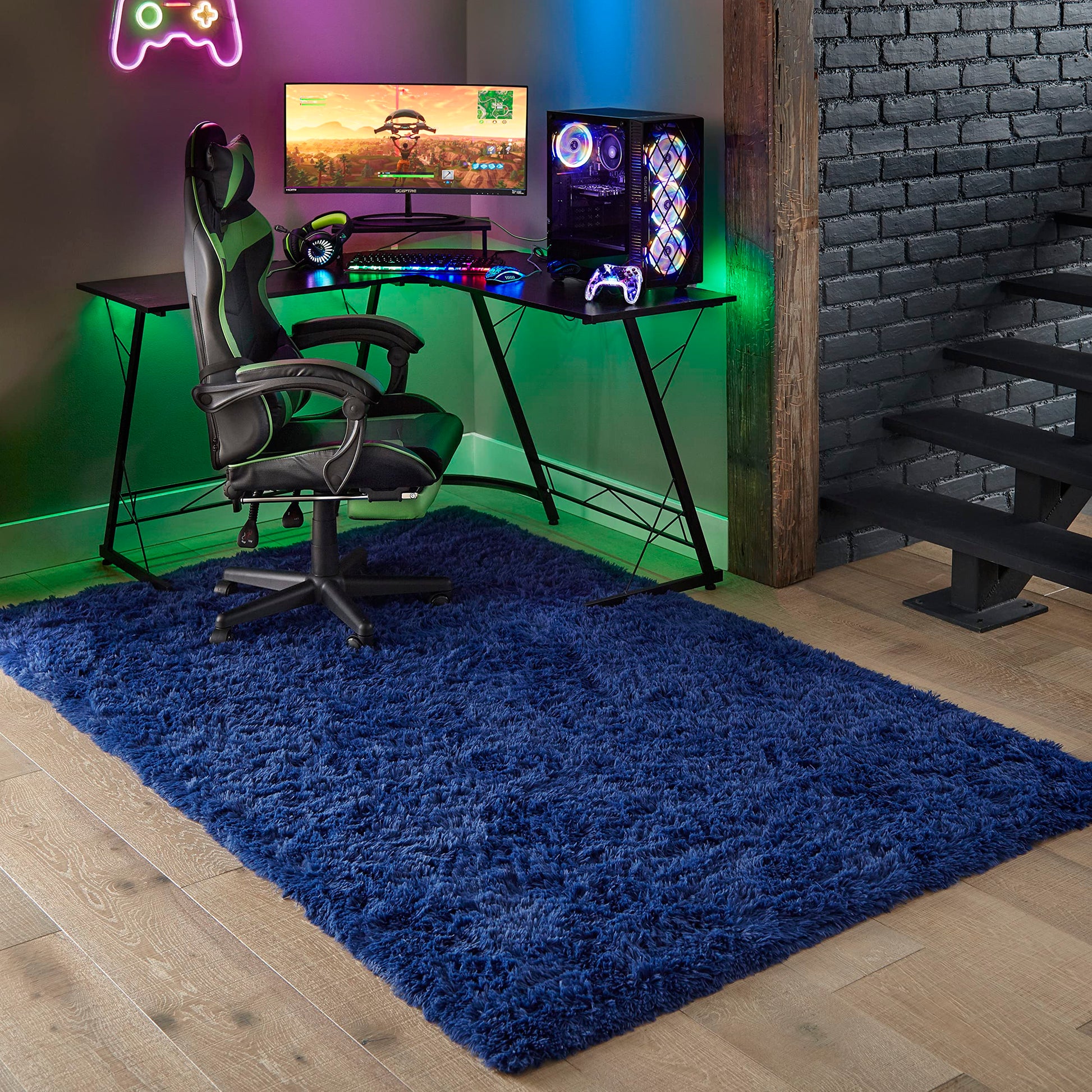 Ophanie Fluffy Shaggy Soft Area Rug | Blue 6x9 - aborderproducts