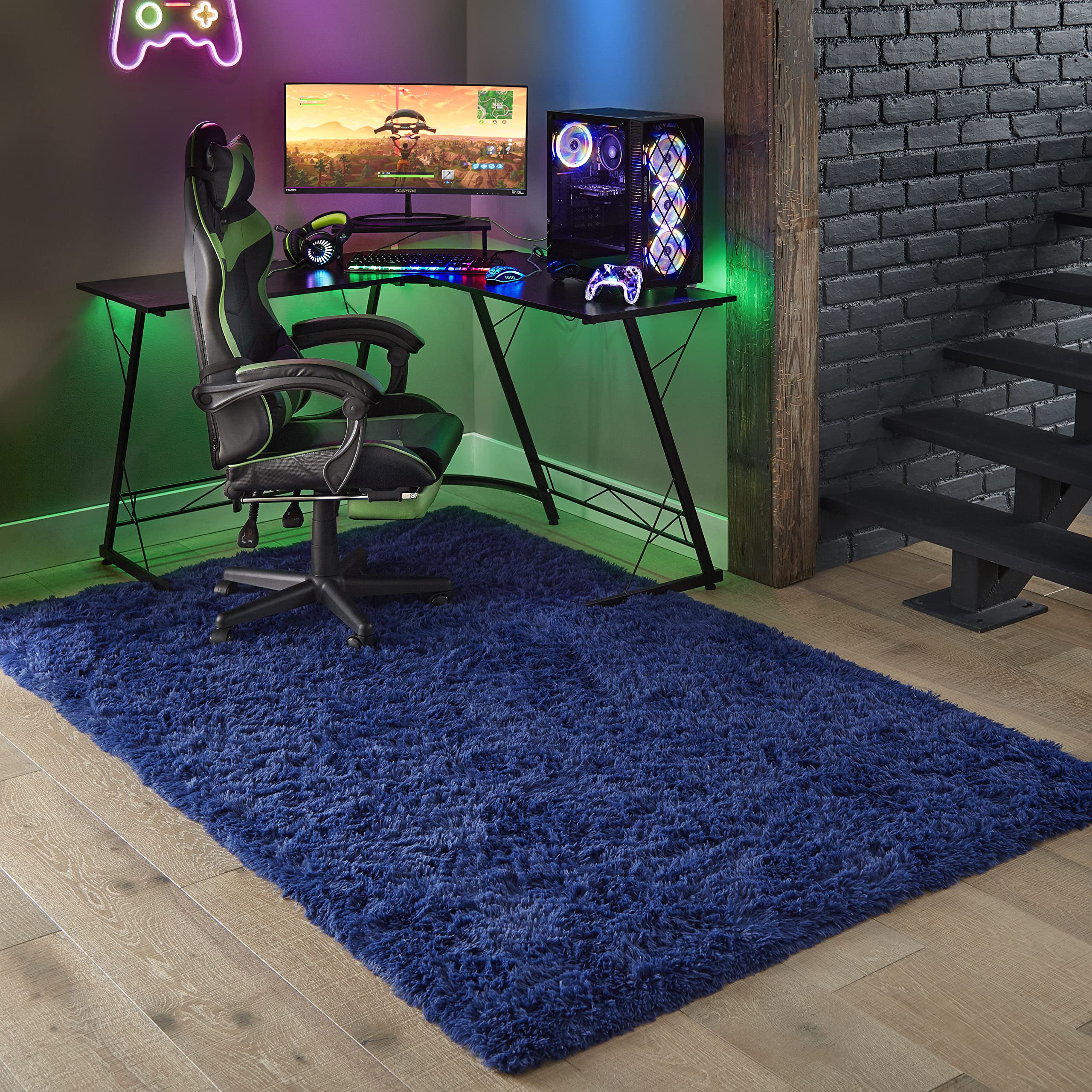 Ophanie Fluffy Shaggy Soft Area Rug | Blue 6x9 - aborderproducts