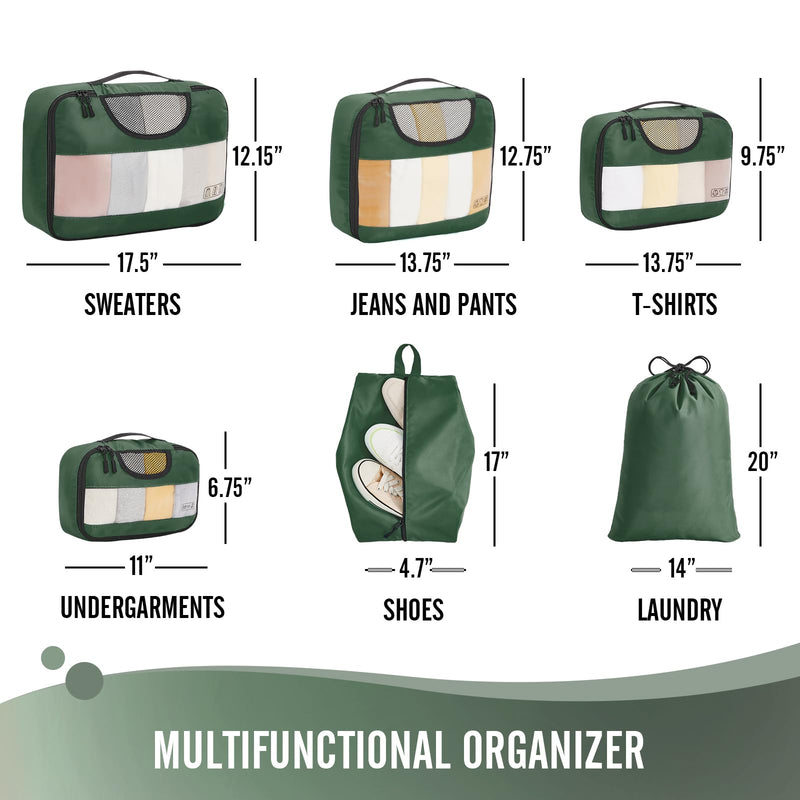 Veken Packing Cubes | 6 Set | Olive Green-zoom-