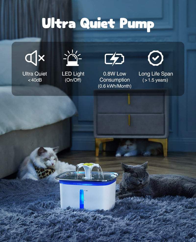 Veken 95oz/2.8L Cat Water Fountain | Stainless Steel Lid-zoom-