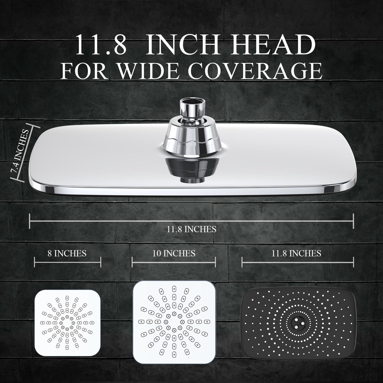 Veken 12 Inch High Pressure Rain Shower Head Combo with Extension Arm | Upgraded 2-in-1 slide bar | Silver Chrome - aborderproducts