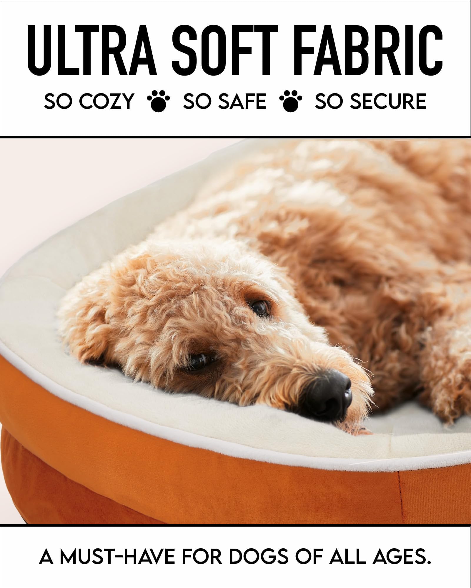 OhGeni | Orthopedic Dog Couch Bed | Large (35 x 28 x 6 Inch)| Orange - aborderproducts