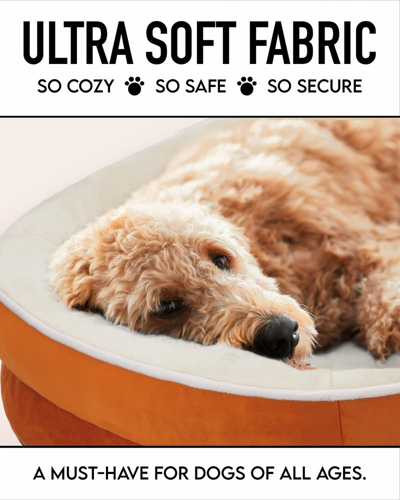 OhGeni | Orthopedic Dog Couch Bed | Large (35 x 28 x 6 Inch)| Orange-zoom-