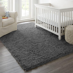 Ophanie Fluffy Shaggy Soft Area Rug | Dark Grey 5x8 - aborderproducts