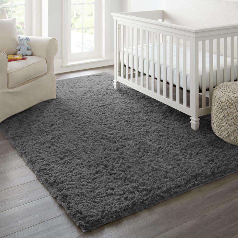 Ophanie Fluffy Shaggy Soft Area Rug | Dark Grey 5x8-zoom-