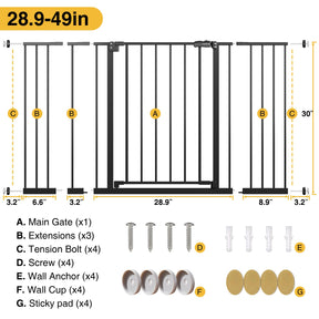 InnoTruth Safety Gate | 28.9” to 49” x 30" | Black