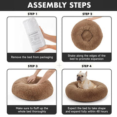 OhGeni Calming Donut Bed for Dogs and Cats | Medium (30 x 30 x 7 Inch)| Ocher - aborderproducts