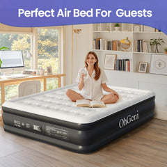 OhGeni Cal King Air Mattress with Built in Pump | 18in Tall | Black - aborderproducts