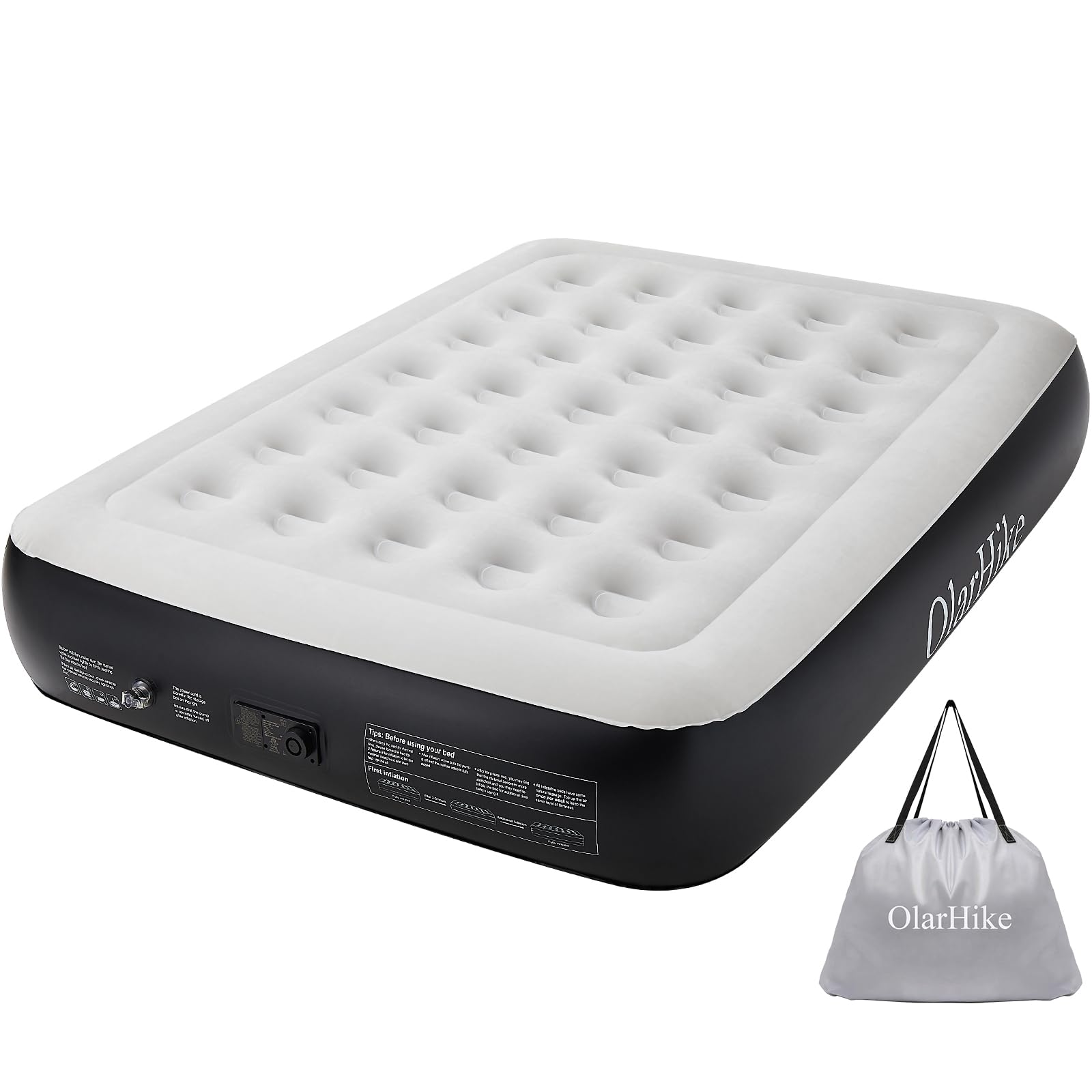 OlarHike Queen Air Mattress with Built in Pump | 13" High | Black