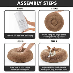 OhGeni Calming Donut Bed for Dogs and Cats | Small (23 x 23 x 7 Inch))| Ocher - aborderproducts