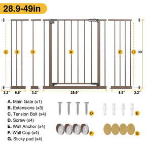 InnoTruth Safety Gate | 28.9” to 49” x 30" | Brown