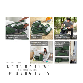 Veken Packing Cubes | 6 Set | Olive Green - aborderproducts