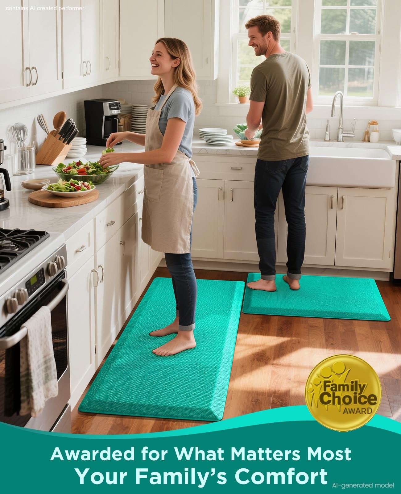 Ophanie Kitchen Mats for Floor 3/4" Anti Fatigue Cushioned Mat Waterproof Ergonomic Standing Rug with Non Slip Ridges, 17"x24"-zoom-15