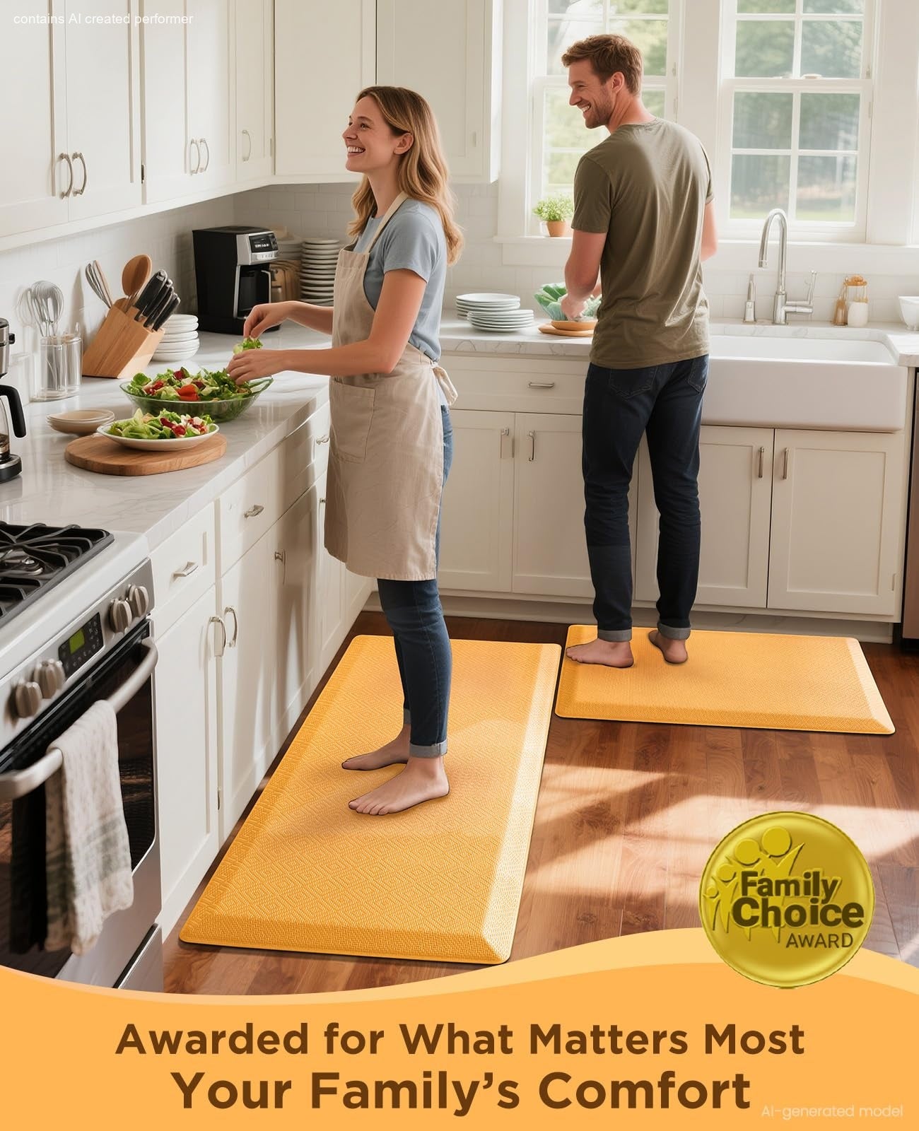 Ophanie Kitchen Mats for Floor 3/4" Anti Fatigue Cushioned Mat Waterproof Ergonomic Standing Rug with Non Slip Ridges, 17"x24"-zoom-24