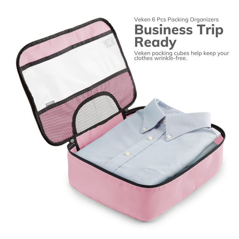 Veken Packing Cubes | 6 Set | Pink-zoom-