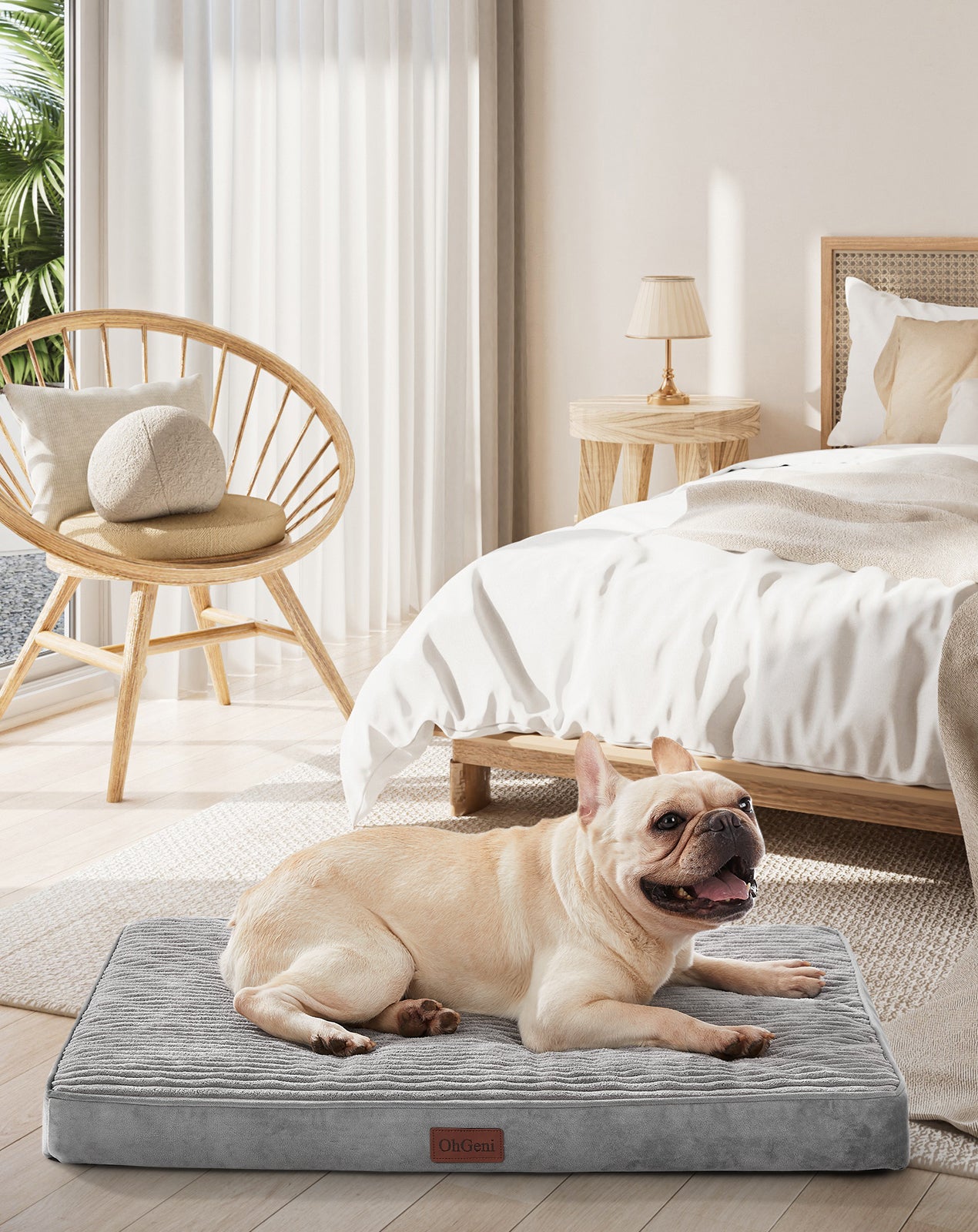 OhGeni | Flat Dog Bed | 30" | Gray - aborderproducts