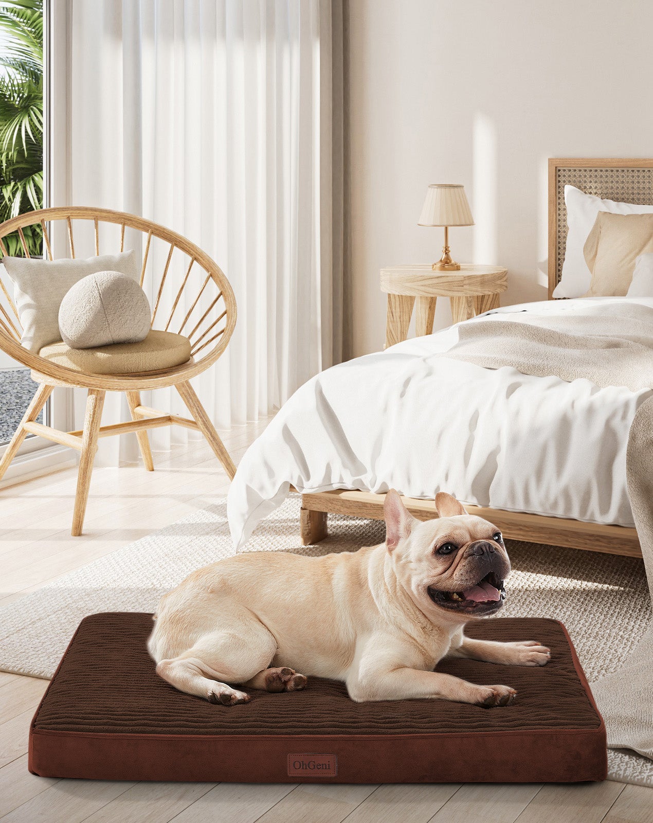 OhGeni | Orthopedic Waterproof & Machine Washable Dog Bed | 30 Inches | Brown - aborderproducts