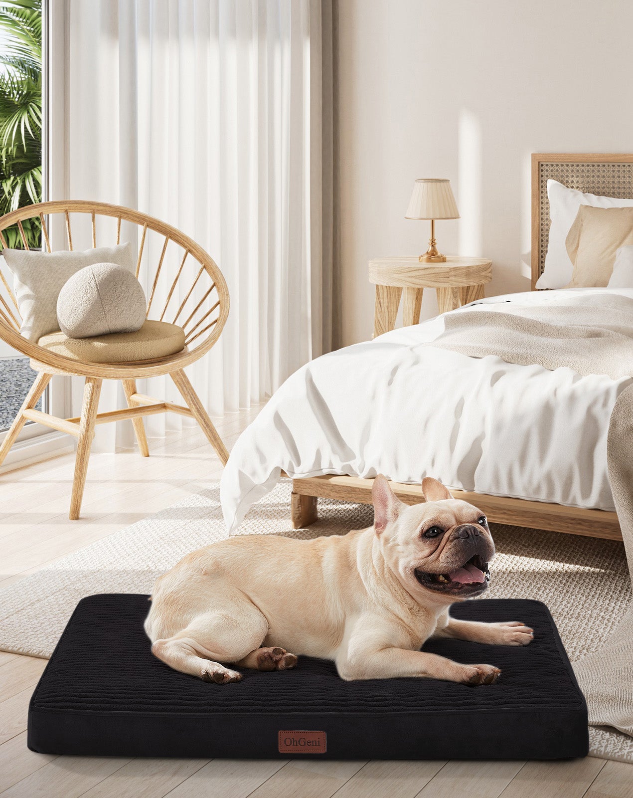 OhGeni | Orthopedic Waterproof & Machine Washable Dog Bed | 30 Inches | Black - aborderproducts