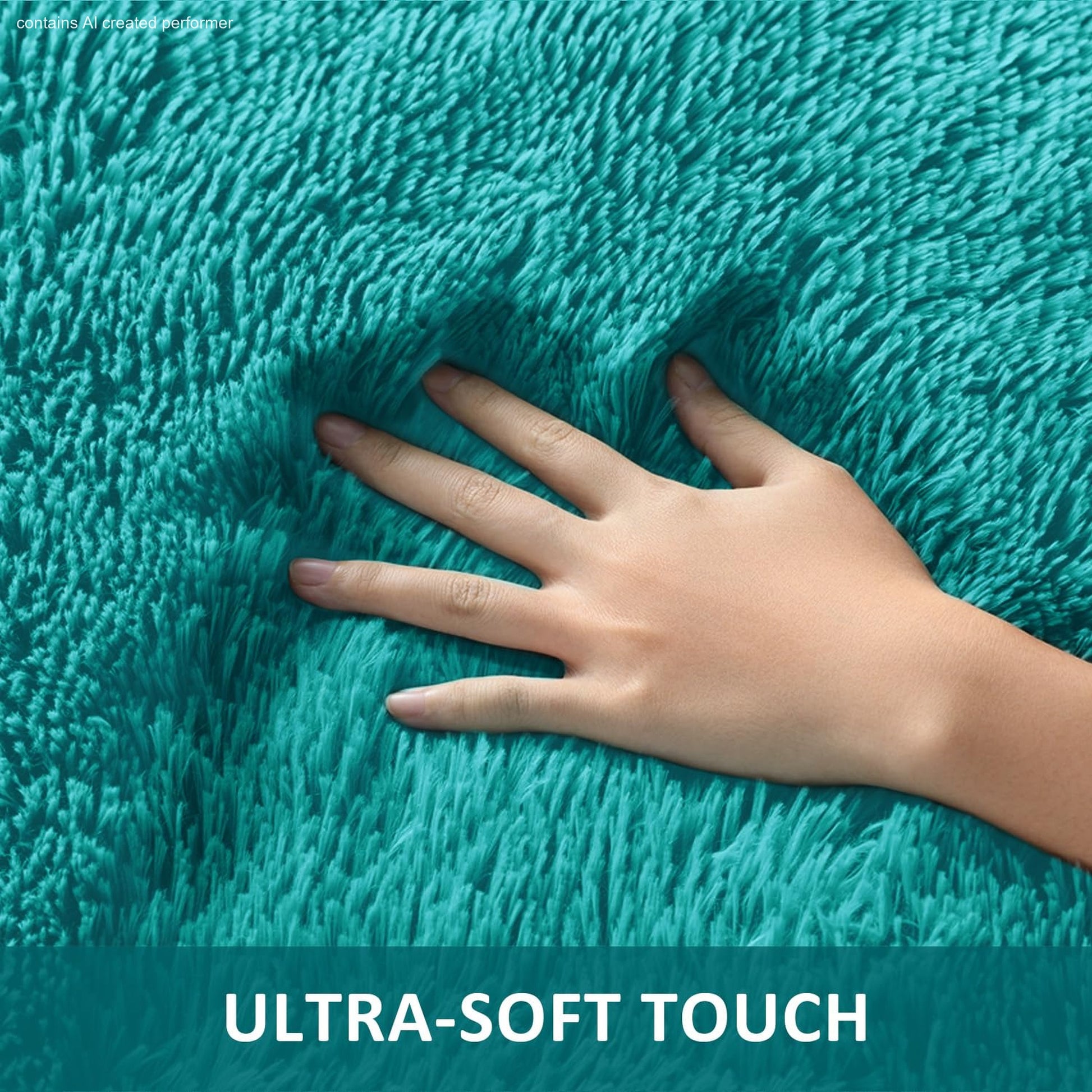Ophanie 4x6 Area Rug Non Slip Plush Shag Bedroom Living Room Carpet Teal Soft Fluffy Floor Rug-7