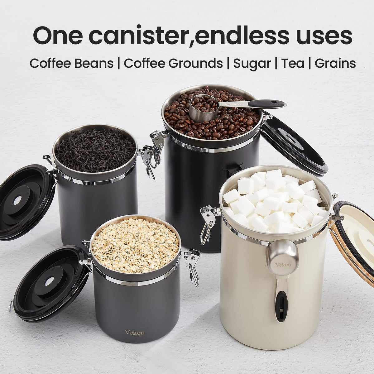 Veken Coffee Canister,Large Airtight Stainless Steel Container-8