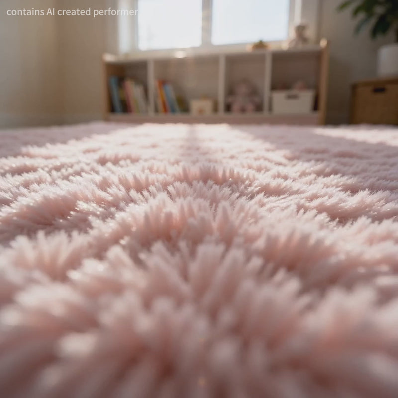 Ophanie Pink Fluffy Rug 4x6, Kawaii Shag Area Rug for Girls Bedroom, Soft Fuzzy Carpet for Kids Nursery, Teen Dorm Bedside Mat-zoom-