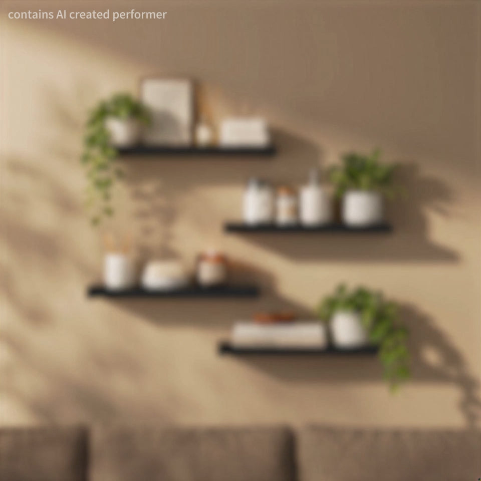BAYKA Floating Shelves Set of 4, Wall Mounted Wood Storage Shelves with Invisible Brackets for Bedroom, Bathroom & Kitchen-2