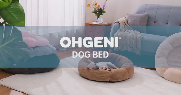 OhGeni Camel Calming Donut Dog Bed 20 Inch, Fluffy Fur Cat Bed for Small Pets, Machine Washable Round Puppy Kitten Pet Nest-zoom-
