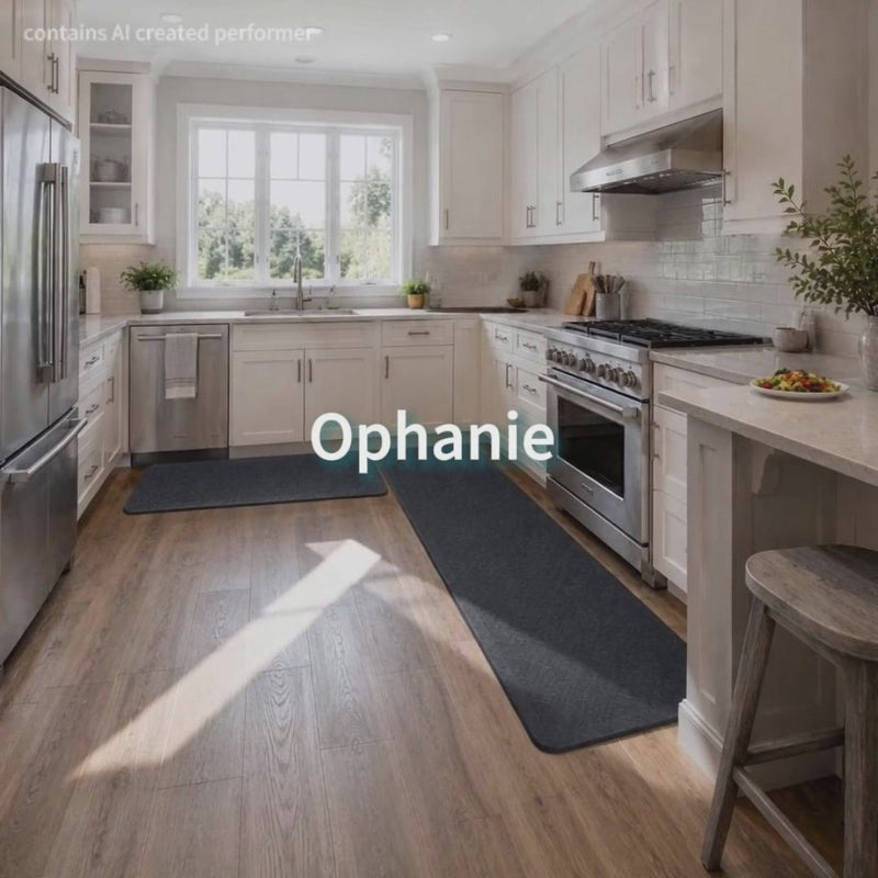 Ophanie 20x39 Kitchen Mat 3/4 Inch Thick Anti Fatigue Cushioned Floor Rug Waterproof Non Slip Standing Mat Black-zoom-