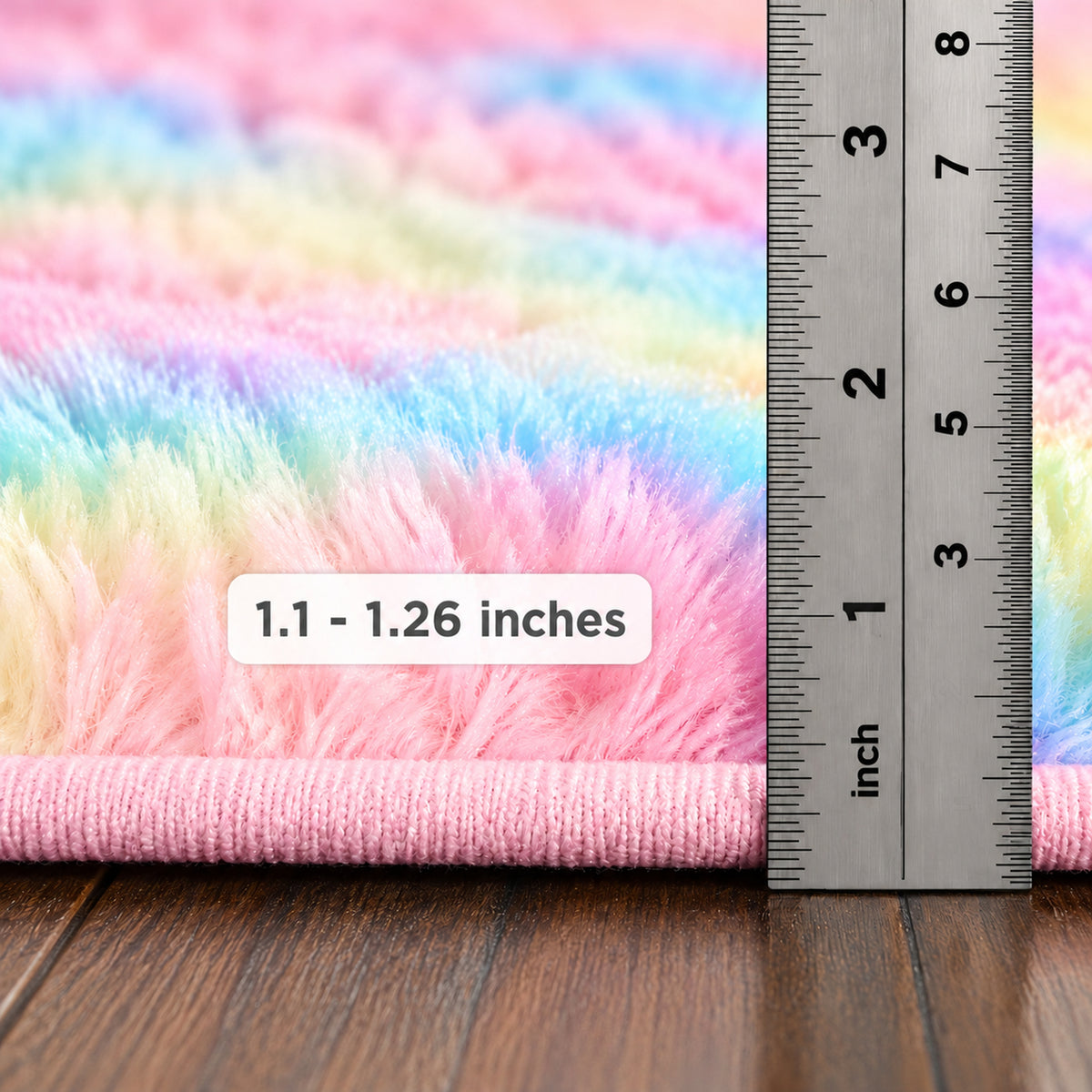 Ophanie Rainbow Rug 4x6, Fluffy Shag Area Rug for Girls Bedroom, Colorful Soft Fuzzy Carpet for Kids Nursery, Teen Dorm Bedside Mat-4