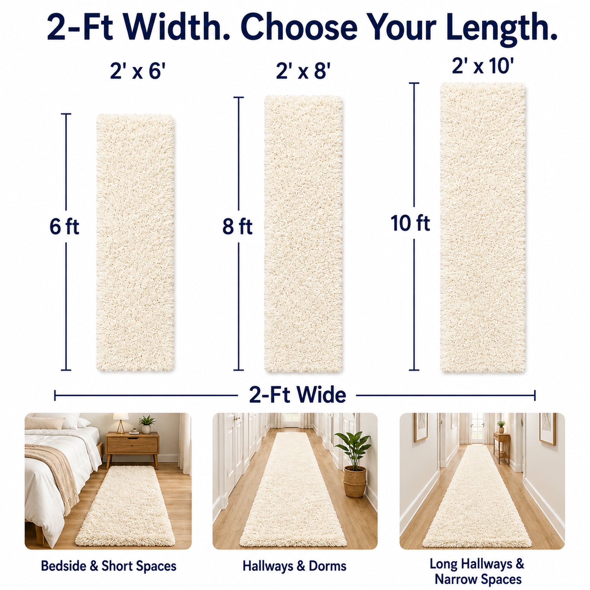 Ophanie Fluffy Shag Runner Rug, Soft Cushioned Non-Slip Hallway Rug for Bedroom, Bedside, Dorm, Nursery & Kids Room-zoom-7