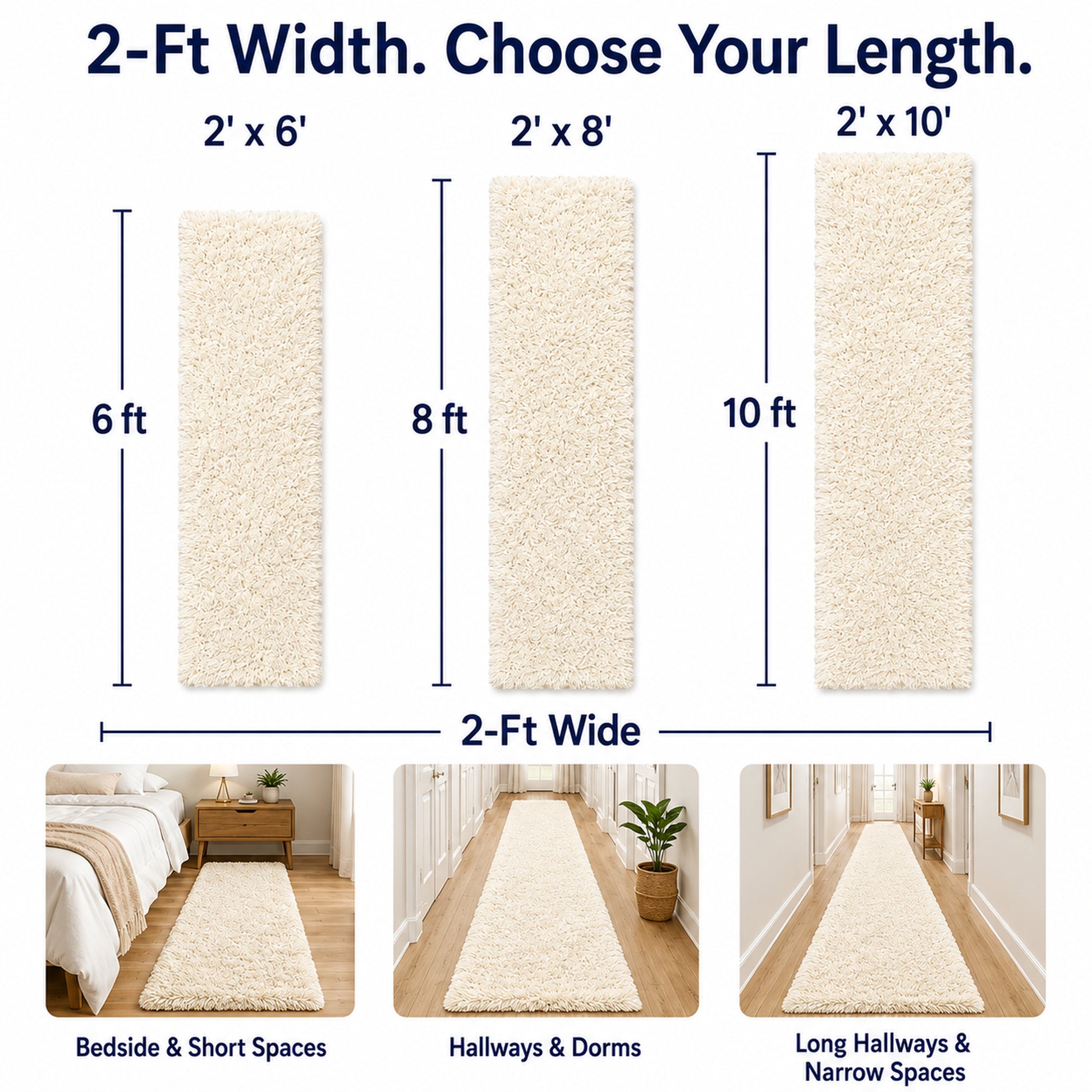 Ophanie Fluffy Shag Runner Rug, Soft Cushioned Non-Slip Hallway Rug for Bedroom, Bedside, Dorm, Nursery & Kids Room-13