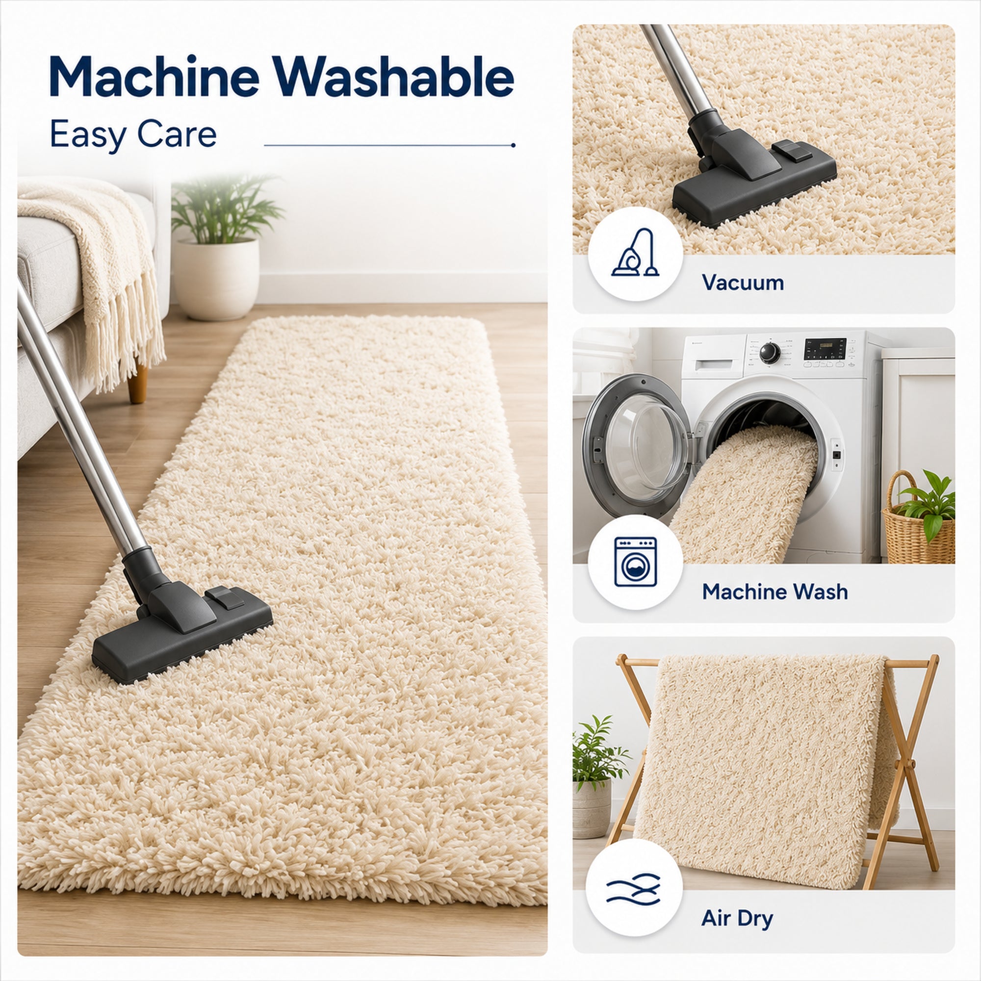 Ophanie Fluffy Shag Runner Rug, Soft Cushioned Non-Slip Hallway Rug for Bedroom, Bedside, Dorm, Nursery & Kids Room-zoom-8