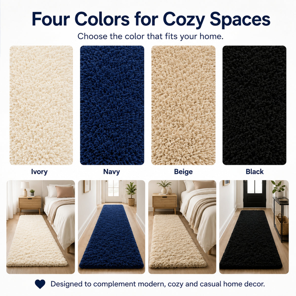 Ophanie Fluffy Shag Runner Rug, Soft Cushioned Non-Slip Hallway Rug for Bedroom, Bedside, Dorm, Nursery & Kids Room-zoom-12