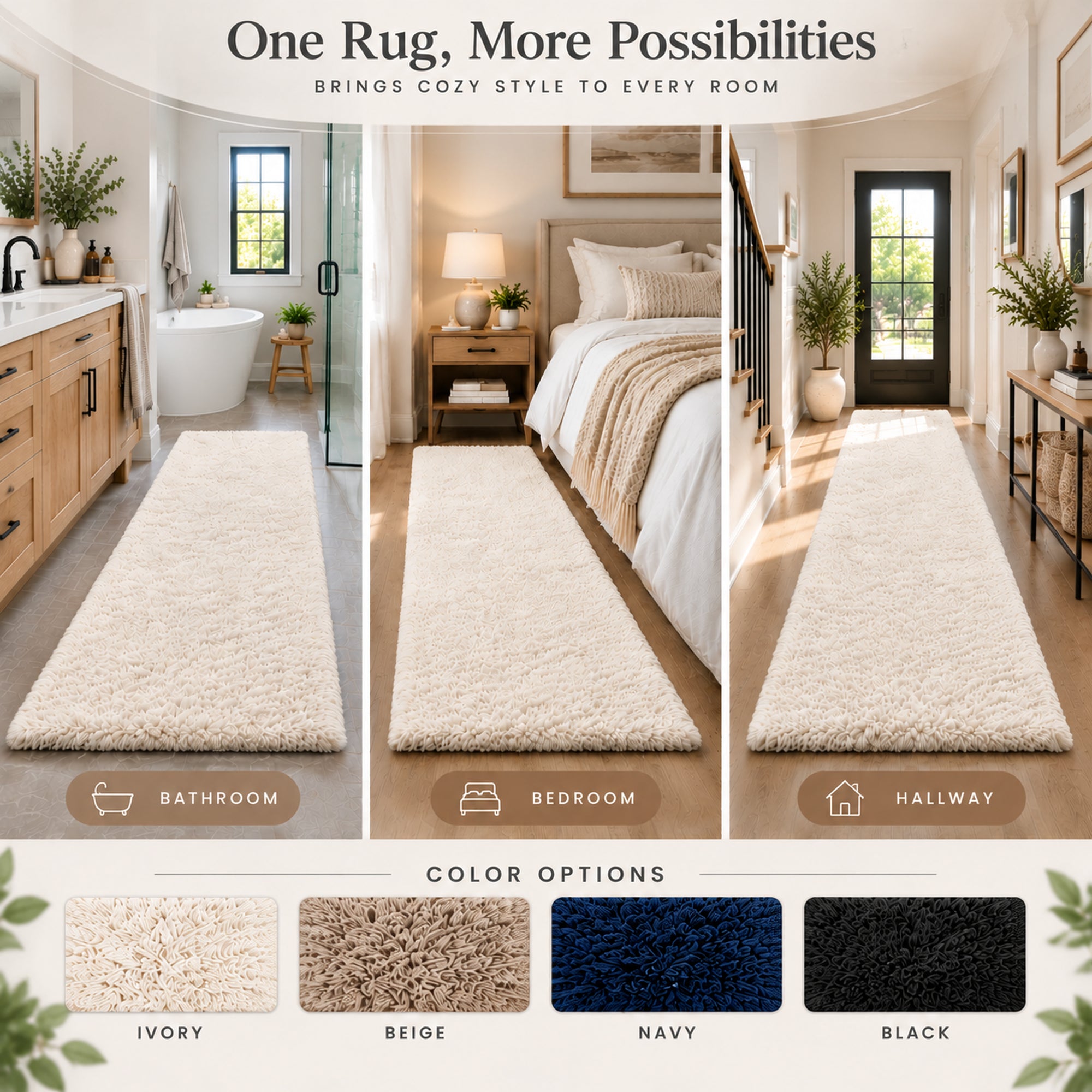 Ophanie Fluffy Shag Runner Rug, Soft Cushioned Non-Slip Hallway Rug for Bedroom, Bedside, Dorm, Nursery & Kids Room-zoom-3