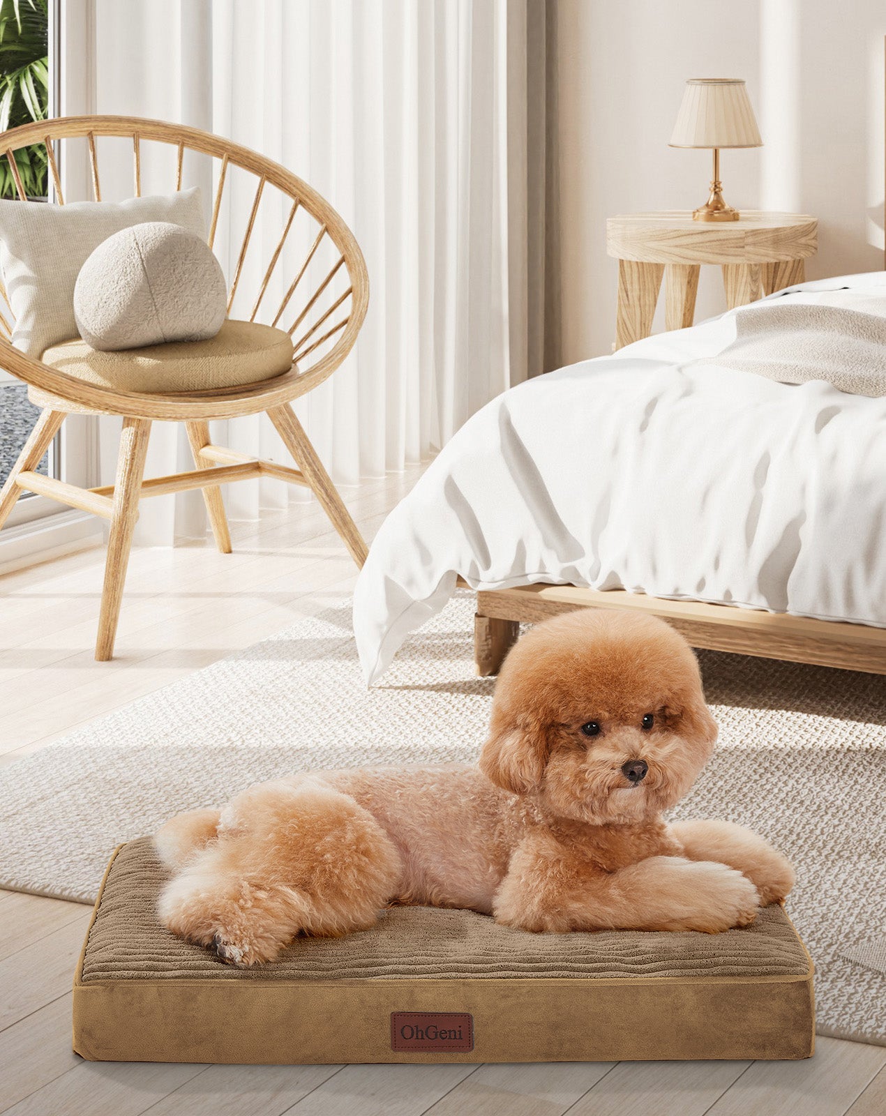 OhGeni | Orthopedic Waterproof & Machine Washable Dog Bed | 24 Inches | Coffee - aborderproducts