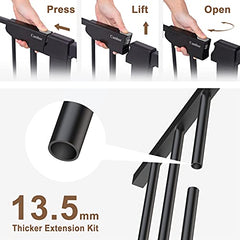 Cumbor 29.7-57" Baby Gate for Stairs, Extra Wide Dog Gate for Doorways, Pressure Mounted Walk Through Safety Child Gate for Kids Toddler, Adjustable Tall Pet Puppy Fence Gate, Black - aborderproducts