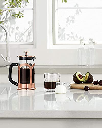 Bayka French Press Coffee Maker Glass Classic Copper 304 Stainless Steel