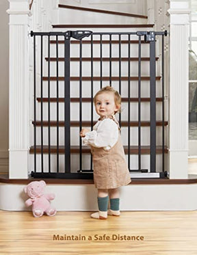 InnoTruth Extra Tall Baby Gate for Stairs and Doorways, 29”to 39.6” Adjustable Width with 36”Height,Dog Gate with Wall Pressure Mounted Frame, Auto Close Baby Gates for Toddler and Pet, Black - aborderproducts